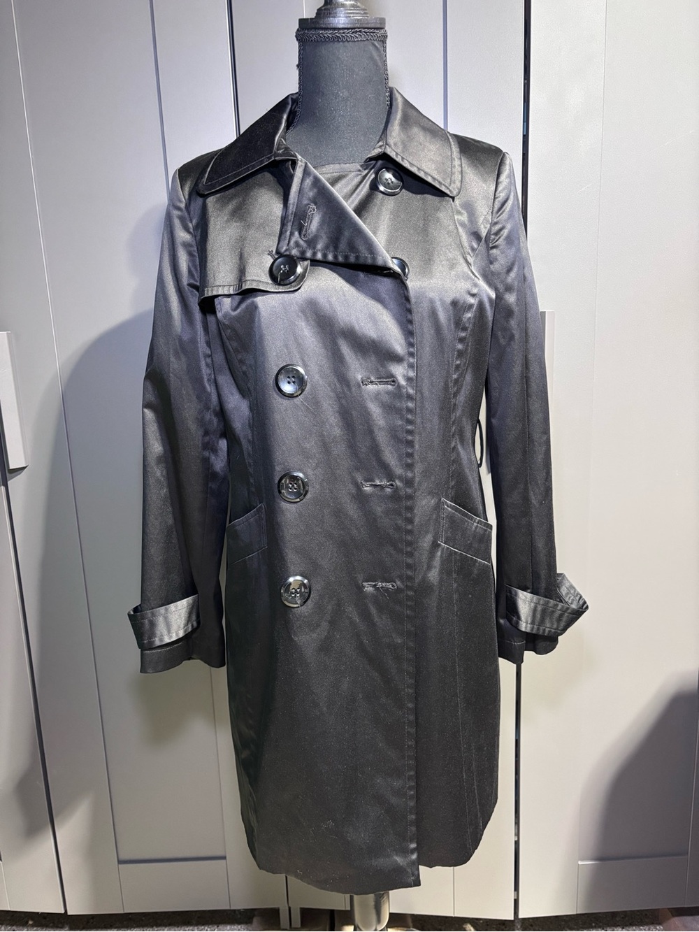 Classic Black Double-Breasted Trench Coat